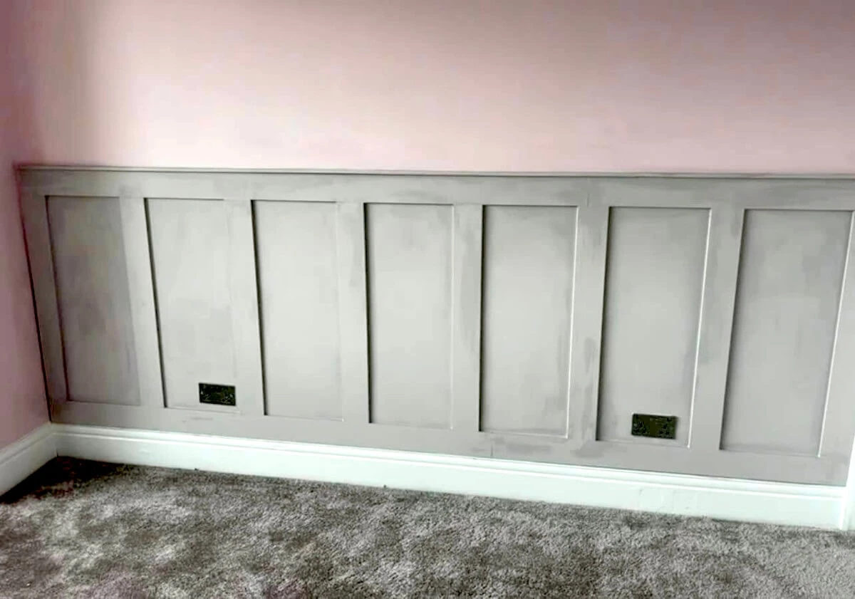 Bedroom panel feature wall painted in Sunderland by Foxglove Decor