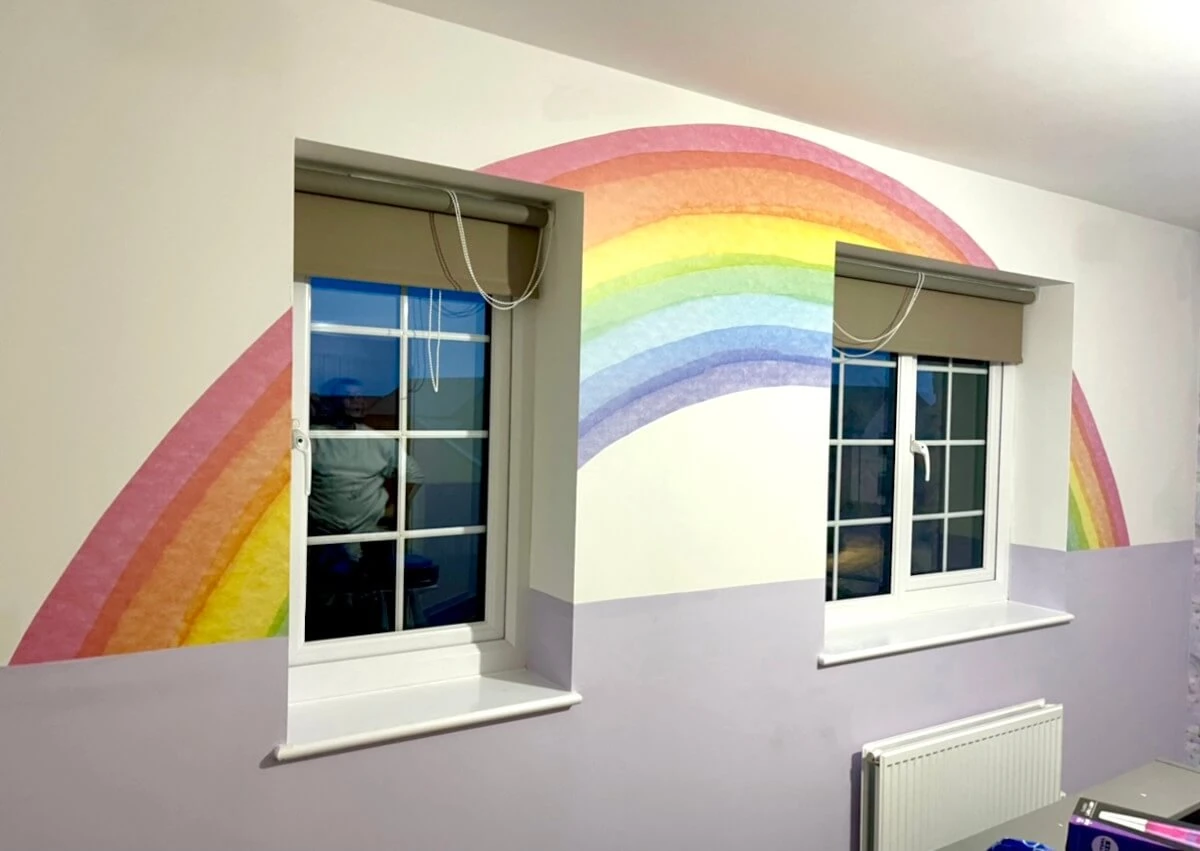 Feature wall painted in nursery in Sunderland by Foxglove Decor