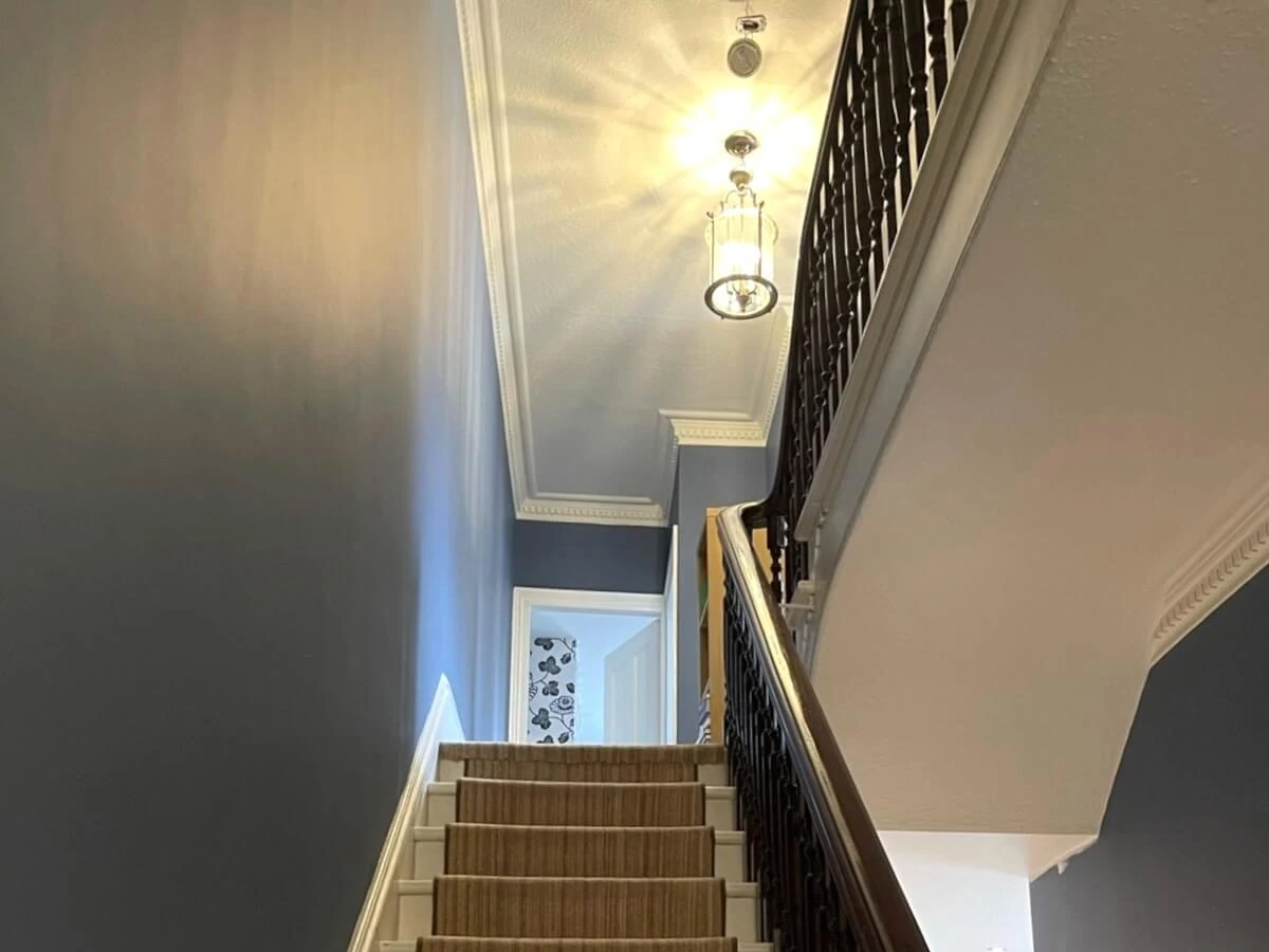 hallway staircase painted white cream sunderland foxglove decor copy